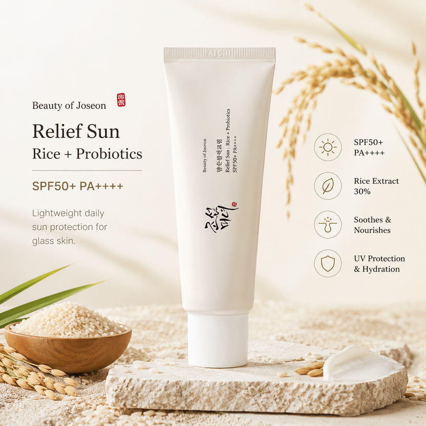 BEAUTY OF JOSEON RELIEF SUN : RICE + PROBIOTICS (SPF50+ PA++++)