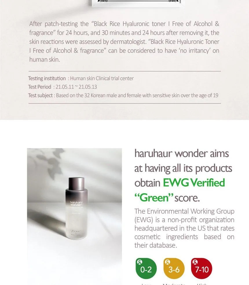 Haruharu Wonder Black Rice Hyaluronic Toner Fragrance Free